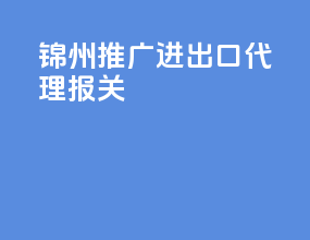 锦州推广进出口代理报关
