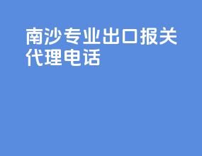 南沙专业出口报关代理电话