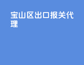 宝山区出口报关代理