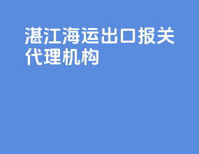湛江海运出口报关代理机构