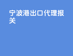 宁波港出口代理报关