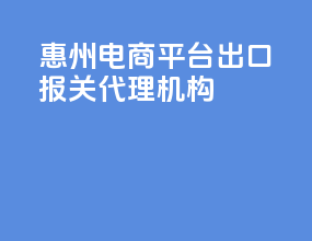 惠州电商平台出口报关代理机构