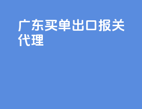 广东买单出口报关代理
