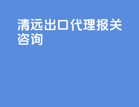 清远出口代理报关咨询