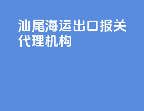汕尾海运出口报关代理机构