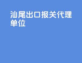汕尾出口报关代理单位