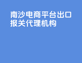 南沙电商平台出口报关代理机构