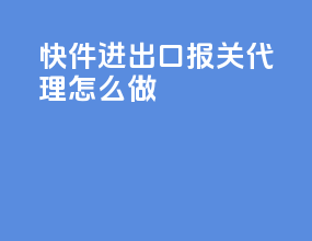 快件进出口报关代理怎么做