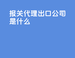 报关代理出口公司是什么