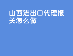 山西进出口代理报关怎么做