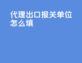代理出口报关单位怎么填
