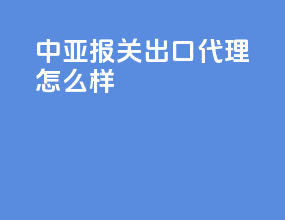 中亚报关出口代理怎么样