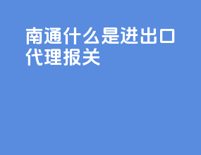 南通什么是进出口代理报关