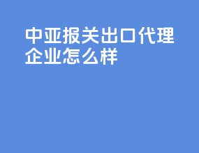 中亚报关出口代理企业怎么样