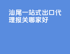 汕尾一站式出口代理报关哪家好