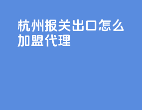 杭州报关出口怎么加盟代理