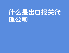 什么是出口报关代理公司