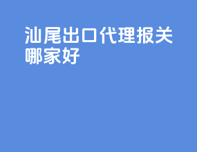 汕尾出口代理报关哪家好