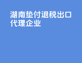 湖南垫付退税出口代理企业