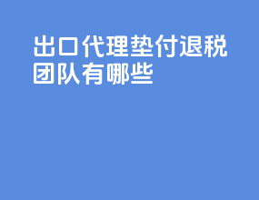 出口代理垫付退税团队有哪些