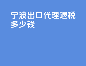 宁波出口代理退税多少钱