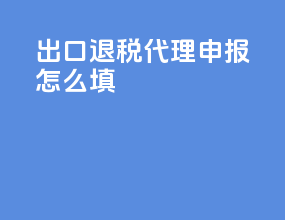 出口退税代理申报怎么填