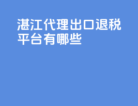 湛江代理出口退税平台有哪些