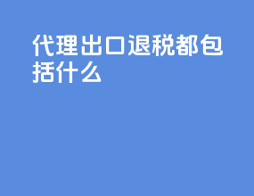 代理出口退税都包括什么