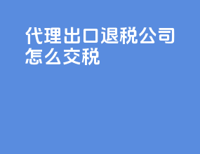 代理出口退税公司怎么交税