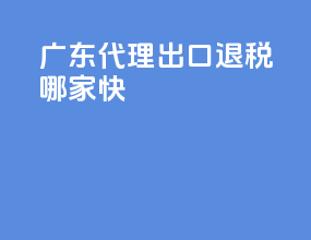 广东代理出口退税哪家快