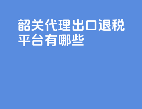 韶关代理出口退税平台有哪些