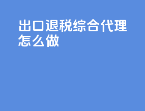 出口退税综合代理怎么做