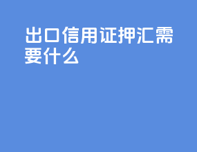 出口信用证押汇需要什么