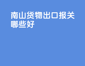 南山货物出口报关哪些好