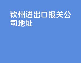 钦州进出口报关公司地址