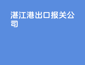 湛江港出口报关公司