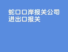蛇口口岸报关公司进出口报关