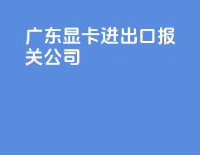 广东显卡进出口报关公司
