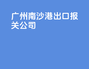 广州南沙港出口报关公司