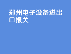郑州电子设备进出口报关