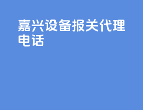 嘉兴设备报关代理电话