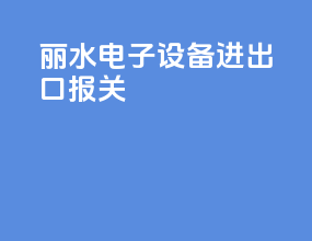 丽水电子设备进出口报关