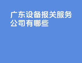 广东设备报关服务公司有哪些