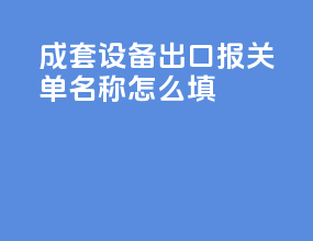 成套设备出口报关单名称怎么填