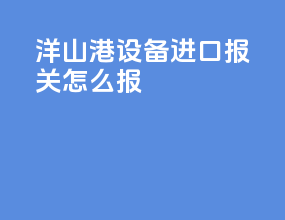 洋山港设备进口报关怎么报