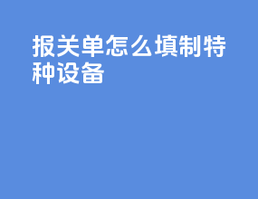 报关单怎么填制特种设备