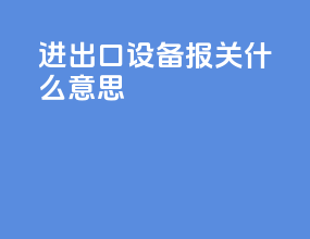 进出口设备报关什么意思