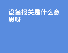 设备报关是什么意思呀