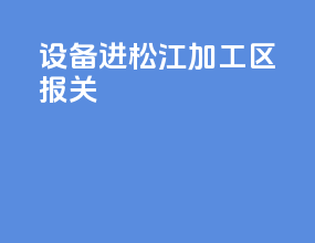 设备进松江加工区报关