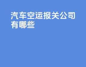 汽车空运报关公司有哪些